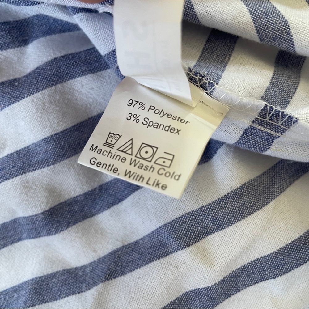 Casual Striped T Shirt Sleeveless One Shoulder Tie Waist Beach Mini Dress size S - Picture 6 of 6